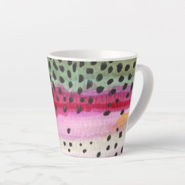 Taza De Café Latte Pintura de trucha arco iris (Ángulo derecho)