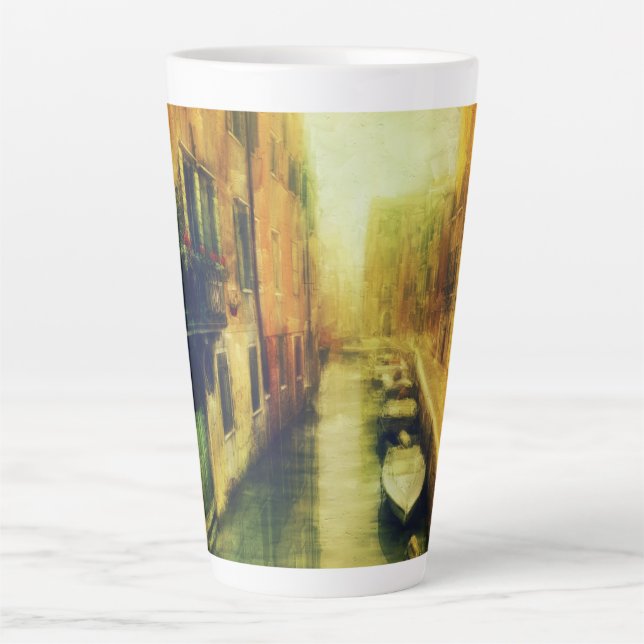 Taza De Café Latte Pintura del Canal de Venecia Balcony (Anverso)