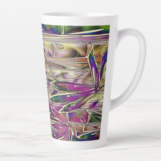 Taza De Café Latte Pintura digital de árbol de bambú vidrio de arte o (Derecha)