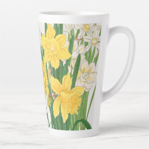 Taza De Café Latte Pintura en bloque de madera de narciso, Tanigami K