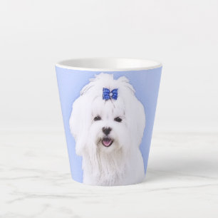 Taza De Café Latte Pintura maltesa - Arte original del perro