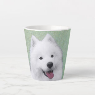 Taza De Café Latte Pintura Samoyed - Arte Perro Original Cuto