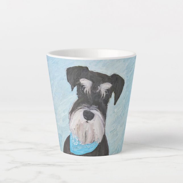 Taza De Café Latte Pintura Schnauzer (en miniatura) - Perro original  (Anverso)