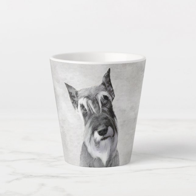 Taza De Café Latte Pintura Schnauzer (gigante) - Arte de perros (Anverso)