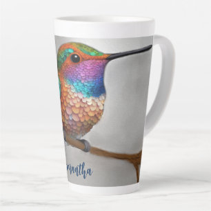 Taza De Café Latte Pintura vibrante del colibrí de Allen