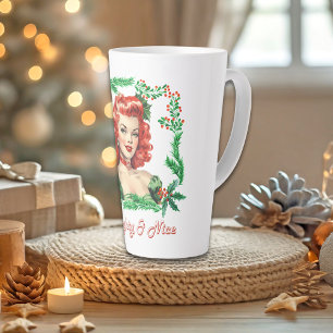 Taza De Café Latte Pinup de Navidades retro traviesos y bonitos