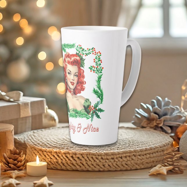 Taza De Café Latte Pinup de Navidades retro traviesos y bonitos (Subido por el creador)