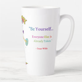 Taza De Café Latte 'Piper' - "Be Yourself" (Oscar Wilde) Latte Mug