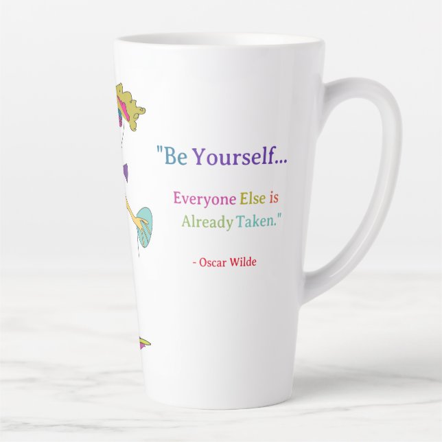 Taza De Café Latte 'Piper' - "Be Yourself" (Oscar Wilde) Latte Mug (Derecha)