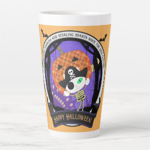 Taza De Café Latte Pirata skeleton cat