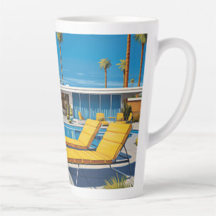 Taza De Café Latte Piscina moderna de mediados de siglo