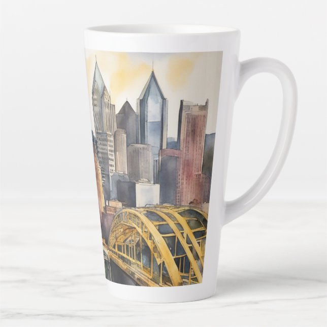 Taza De Café Latte Pittsburgh Cityscape (Derecha)