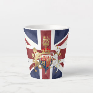 Taza De Café Latte PIXDEZINES ACUARELA UNION JACK e INSIGNIA