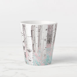 Taza De Café Latte PixDezines Bosque de abedules de invierno helechos