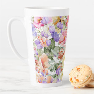 Taza De Café Latte PixDezines H2 Flores de jardín de verano DIY color