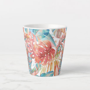 Taza De Café Latte PixDezines Selva Hawaiana Verdeazulado Herrumbre F