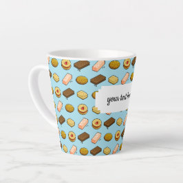 Taza De Café Latte Pixel Art Tasty Cookie Biscuit Pattern