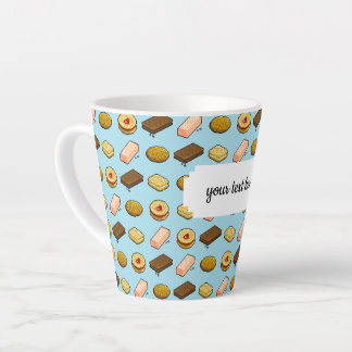 Taza De Café Latte Pixel Art Tasty Cookie Biscuit Pattern