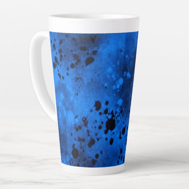 Taza De Café Latte Placa de pintura azul retro (Ángulo izquierdo)