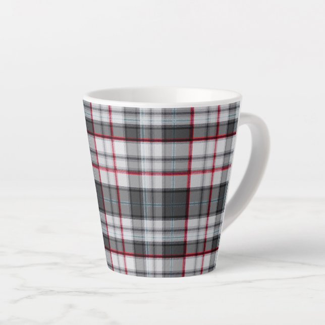 Taza De Café Latte Placa de tartán de textura gris (Ángulo derecho)