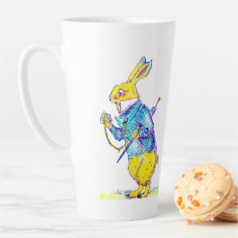 Taza De Café Latte Plan de Manejo del Tiempo del Conejo Blanco