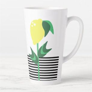 Taza De Café Latte Planta de limón con rayas negras