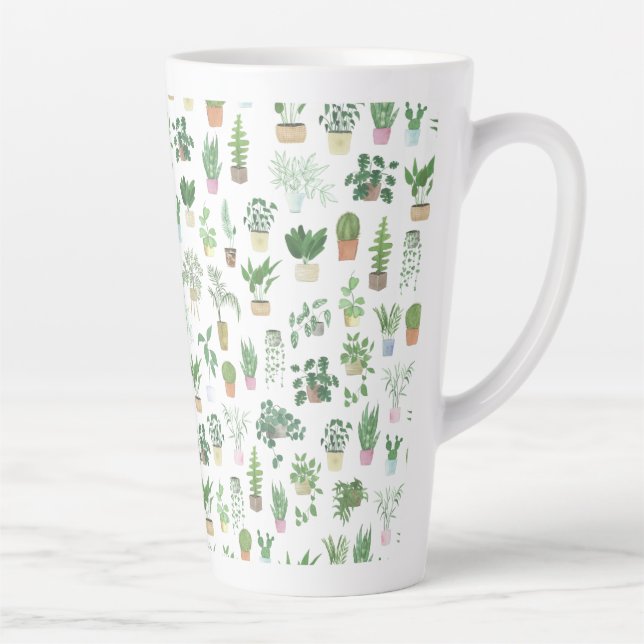 Taza De Café Latte Plantas plantadas y patrones de macetas (Derecha)