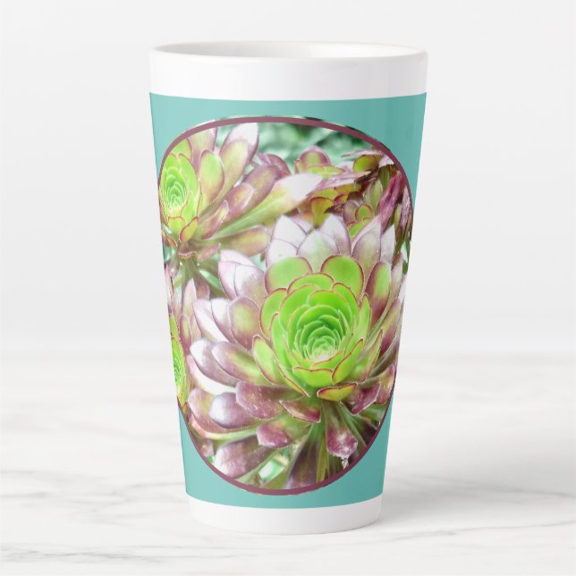Taza De Café Latte PLANTAS SUCULENTES Latte Mug (Anverso)