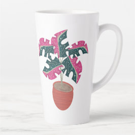 Taza De Café Latte Plantas Tropicales Rosa Monstera Variadas Arte