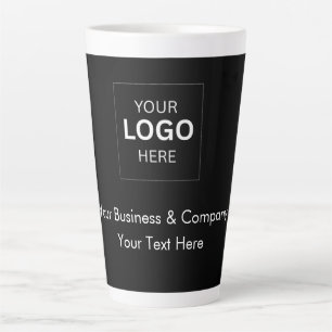 Taza De Café Latte Plantilla de logotipo de negocio de lujo negro per