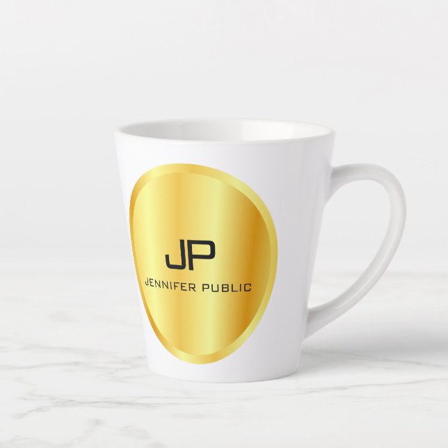Taza De Café Latte Plantilla de moda personalizada de Monograma de Fa (Derecha)