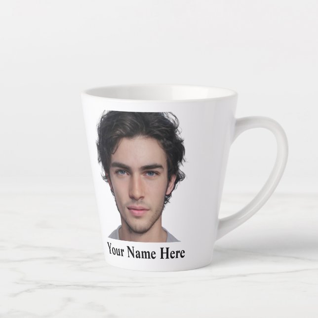 Taza De Café Latte Plantilla de nombre de foto de retrato Personaliza (Derecha)
