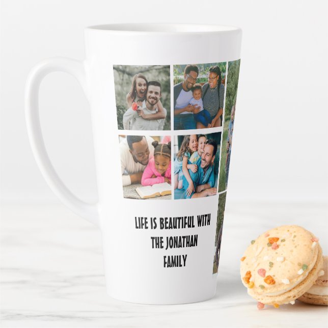 Taza De Café Latte Plantilla de personalizado de 10 Collages de fotos (In situ)