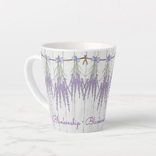 Taza De Café Latte Plantilla monograma del conjunto de flor de lavand