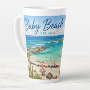 Taza De Café Latte Playa Baby Aruba Recuerdo de viaje al Caribe