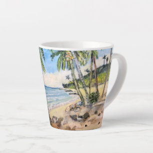 Taza De Café Latte Playa de Barbados, Latte Mug