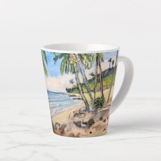 Taza De Café Latte Playa de Barbados, Latte Mug (Ángulo derecho)