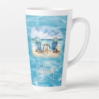 Taza De Café Latte Playa de Oostburg (cuaderno coincidente disponible