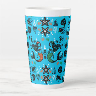 Taza De Café Latte Playa de sirena para niños