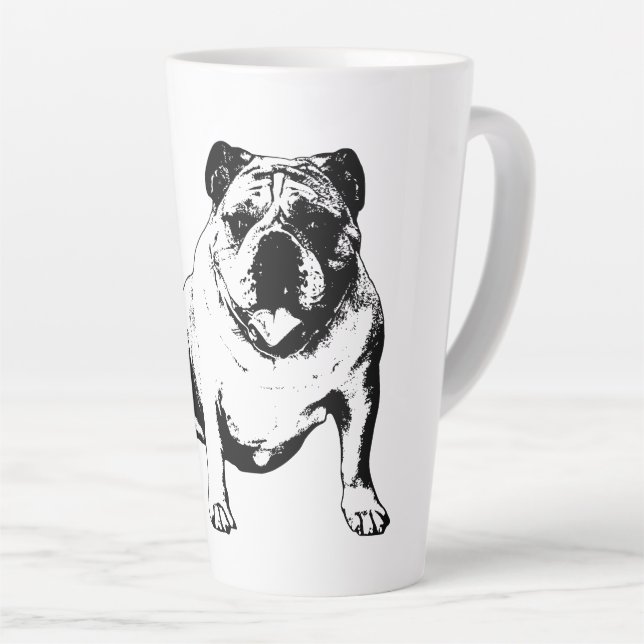 Taza De Café Latte Playful Bulldog Design (Ángulo derecho)