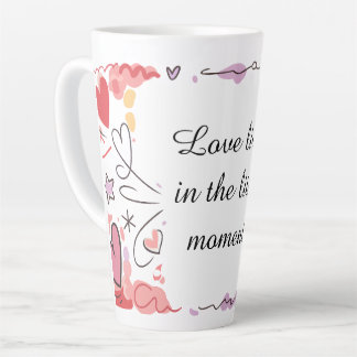 Taza De Café Latte Playful Love Doodle Illustration