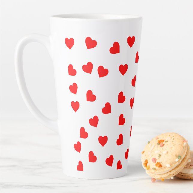 Taza De Café Latte Playful Red Hearts (In situ)