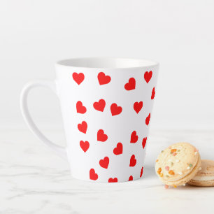 Taza De Café Latte Playful Red Hearts