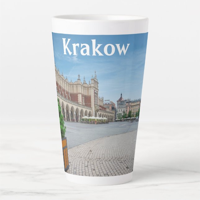 Taza De Café Latte Plaza principal en el casco antiguo de Cracovia, P (Anverso)