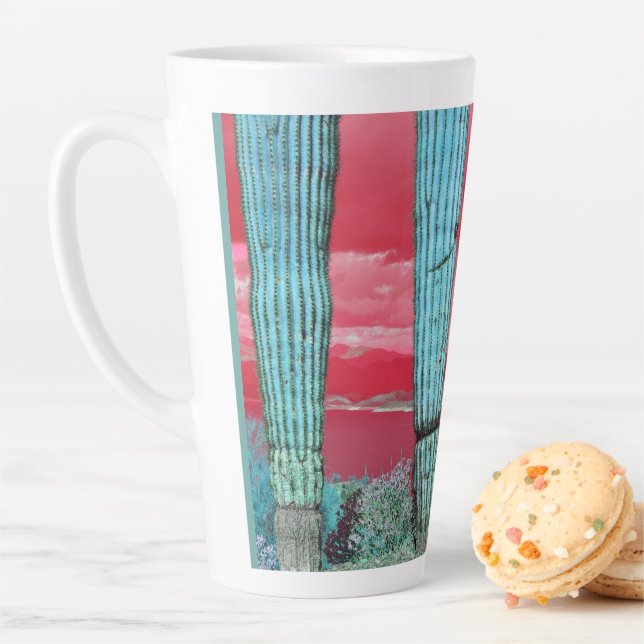 Taza De Café Latte Pleasant Saguaro Pillars Latte Mug (In situ)