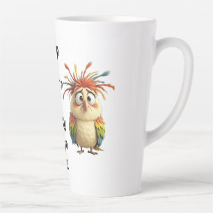 Taza De Café Latte Pluma Aturdida – Pájaro de Dibujos Animados Colori