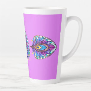Taza De Café Latte Pluma de pavo real de vidrio templado de estilo Ar