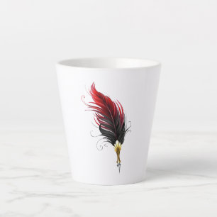 Taza De Café Latte Pluma de plumas rojas con nido de oro