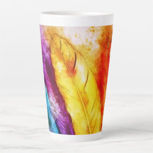 Taza De Café Latte Plumas brillantes