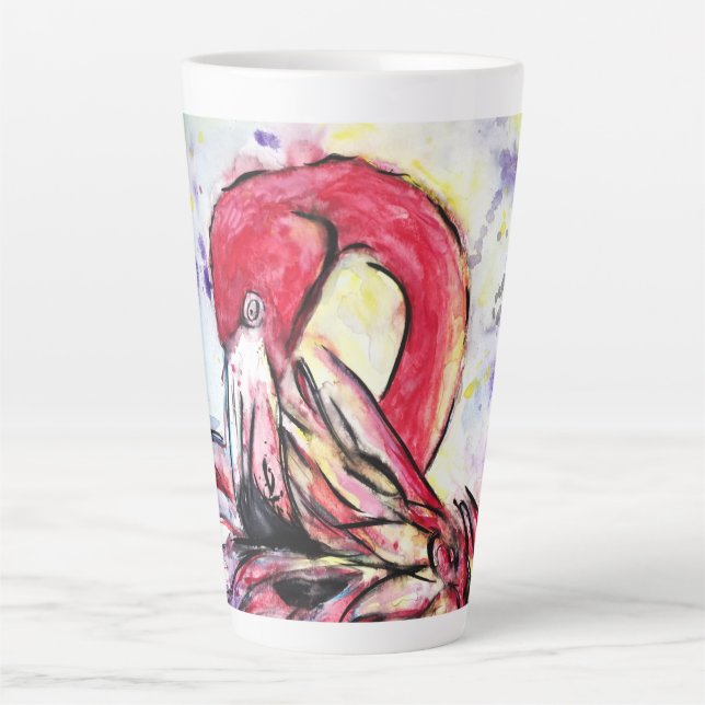 Taza De Café Latte Plumes au rose (Anverso)